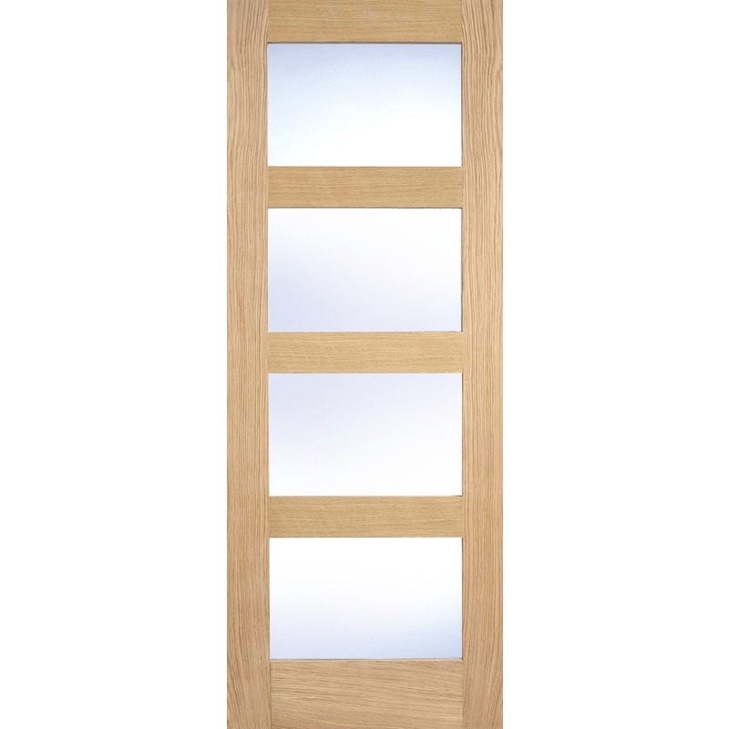 Internal Oak Shaker 4 Light Door with Clear Glass